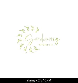 feminine leaf rounded gardening logo design vector graphic symbol icon illustration creative idea Stock Vector