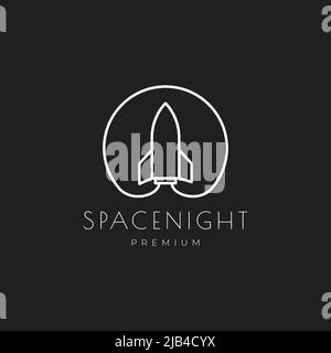 line circle with rocket airplane space logo design vector graphic symbol icon illustration creative idea Stock Vector