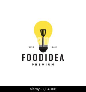 spatula cooking with lamp light idea logo design vector graphic symbol icon illustration creative idea Stock Vector