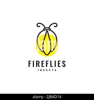 line firefly with light logo design vector graphic symbol icon illustration creative idea Stock Vector