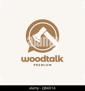 bubble talk with hatchet logo design vector graphic symbol icon illustration creative idea Stock Vector