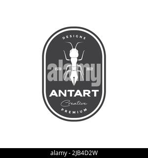 ant with pencil vintage logo design vector graphic symbol icon illustration creative idea Stock Vector