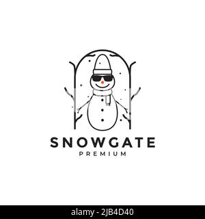 cool snowman with sunglasses logo design vector graphic symbol icon illustration creative idea Stock Vector