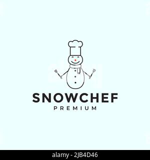 cute snowman with hat chef logo design vector graphic symbol icon illustration creative idea Stock Vector
