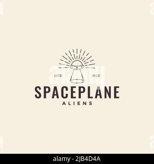 line alien airplane with sun logo design vector graphic symbol icon illustration creative idea Stock Vector