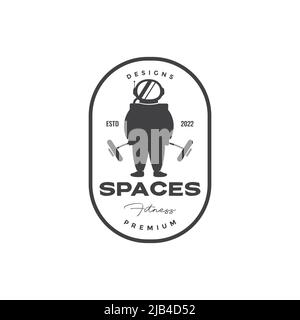 astronaut gym logo design vector graphic symbol icon illustration creative idea Stock Vector