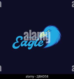 eagle head blue colored logo design vector graphic symbol icon illustration creative idea Stock Vector