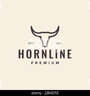 simple line head cow livestock hipster logo design vector graphic symbol icon illustration creative idea Stock Vector