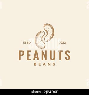 engrave beans peanuts logo design vector graphic symbol icon illustration creative idea Stock Vector