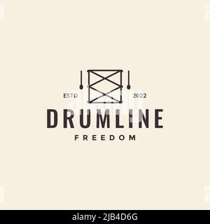 minimal line drums hipster logo design vector graphic symbol icon illustration creative idea Stock Vector