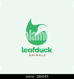 negative space leaf with duck logo design vector graphic symbol icon illustration creative idea Stock Vector
