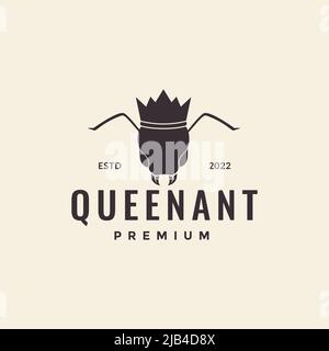 insect ant with crown queen logo design vector graphic symbol icon illustration creative idea Stock Vector