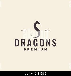 minimal letter S with dragon logo design vector graphic symbol icon illustration creative idea Stock Vector