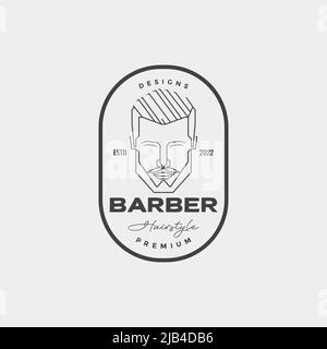 line badge vintage with man hairstyle logo design vector graphic symbol icon illustration creative idea Stock Vector