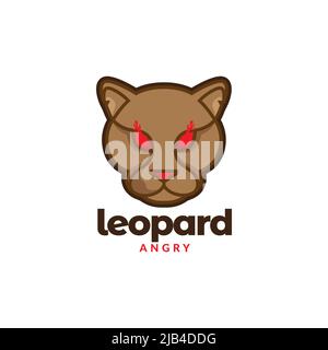 head colored leopard angry logo design vector graphic symbol icon illustration creative idea Stock Vector