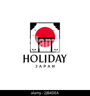 frame with torii japan red logo design vector graphic symbol icon illustration creative idea Stock Vector