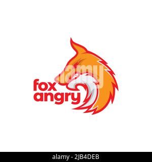 abstract orange head fox wolf angry logo design vector graphic symbol icon illustration creative idea Stock Vector
