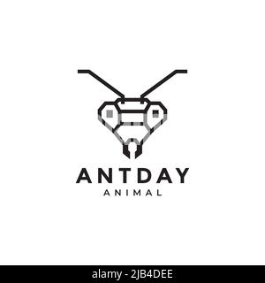 modern minimal head ant logo design vector graphic symbol icon illustration creative idea Stock Vector