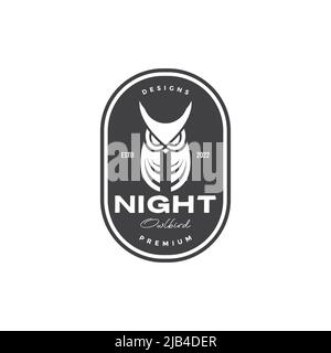 owl night minimal badge logo design vector graphic symbol icon illustration creative idea Stock Vector
