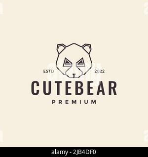 line head bear or panda minimal hipster logo design vector graphic symbol icon illustration creative idea Stock Vector