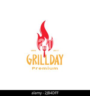 colored vintage spatula with fire flame logo design vector graphic symbol icon illustration creative idea Stock Vector