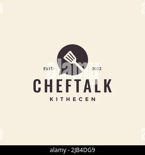 bubble chat talk with spatula cooking logo design vector graphic symbol icon illustration creative idea Stock Vector