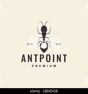 insect ant with pin map location logo design vector graphic symbol icon illustration creative idea Stock Vector