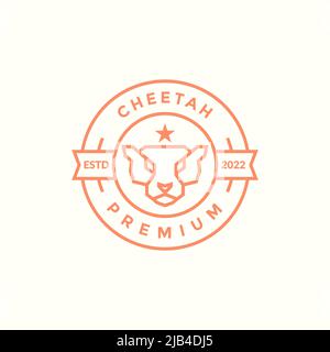 head line cheetah with badge logo design vector graphic symbol icon illustration creative idea Stock Vector