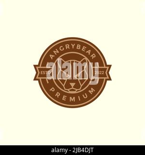 line polygon head bear badge logo design vector graphic symbol icon ...