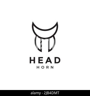 minimal geometric line crescent head logo design vector graphic symbol icon illustration creative idea Stock Vector