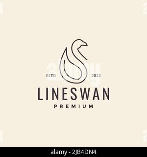 continuous line simple swan logo design vector graphic symbol icon illustration creative idea Stock Vector