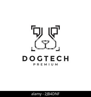 head line modern technology face dog logo design vector graphic symbol icon illustration creative idea Stock Vector