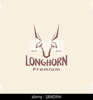 deer head long horn colored vintage logo design vector graphic symbol icon illustration creative idea Stock Vector