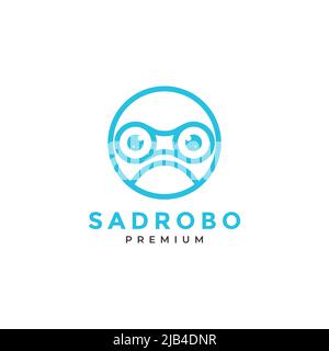 head cute robot sad logo design vector graphic symbol icon illustration creative idea Stock Vector