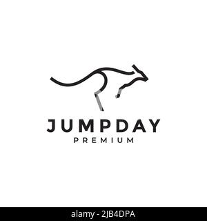 minimal kangaroo line jump modern logo design vector graphic symbol icon illustration creative idea Stock Vector
