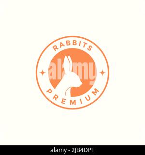 negative space rabbit badge logo design vector graphic symbol icon illustration creative idea Stock Vector
