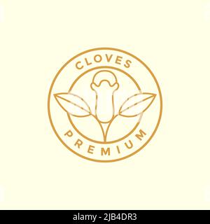 leaf and clove badge simple logo design vector graphic symbol icon illustration creative idea Stock Vector