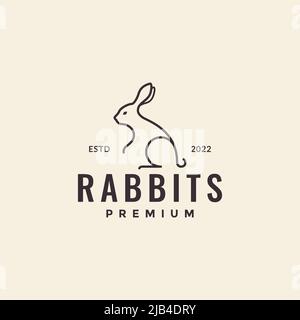 simple line art rabbit hipster logo design vector graphic symbol icon illustration creative idea Stock Vector