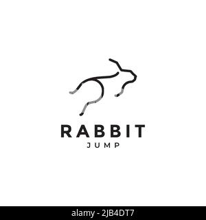line simple rabbit jump minimal logo design vector graphic symbol icon illustration creative idea Stock Vector