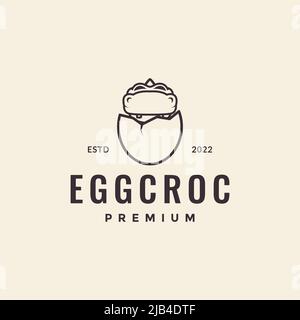 egg crocodile born logo design vector graphic symbol icon illustration creative idea Stock Vector