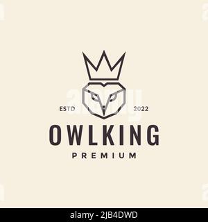 line polygon owl with crown logo design vector graphic symbol icon illustration creative idea Stock Vector