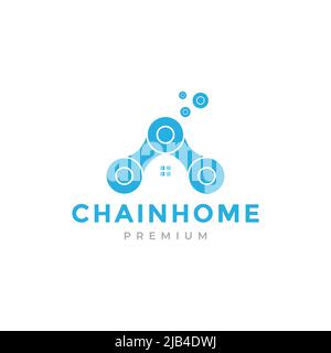 chain connect home logo design vector graphic symbol icon illustration creative idea Stock Vector
