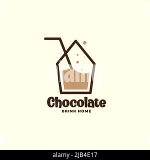 unique plastic drink chocolate logo design vector graphic symbol icon illustration creative idea Stock Vector