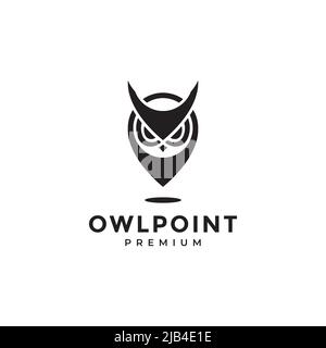 pin map location with owl eyes logo design vector graphic symbol icon illustration creative idea Stock Vector