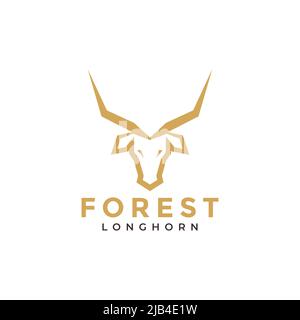 wild life head deer long horn minimal logo design vector graphic symbol icon illustration creative idea Stock Vector