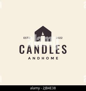 negative space home with candle logo design vector graphic symbol icon illustration creative idea Stock Vector