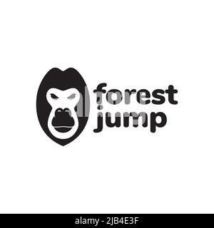 head monkey angry black logo design vector graphic symbol icon illustration creative idea Stock Vector