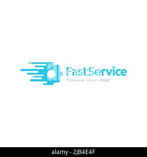 fast tech gear service logo design vector graphic symbol icon illustration creative idea Stock Vector