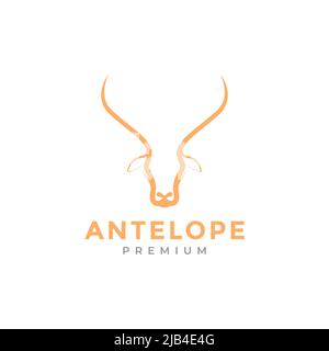 head minimal antelope long horn logo design vector graphic symbol icon illustration creative idea Stock Vector