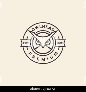 geometric head owl simple badge logo design vector graphic symbol icon illustration creative idea Stock Vector